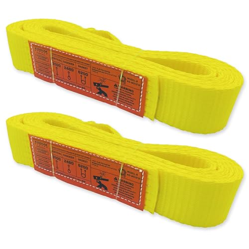 1-Ply Lifting Sling Straps 2”x 12ft - 3100lbs Vertical Capacity Heavy Duty Flat Eye Lift Sling, for Rigging Moving Towing Hoisting -2Pack - Kodiak Straps - color: 2 PACK, size: 2inch x 12ft