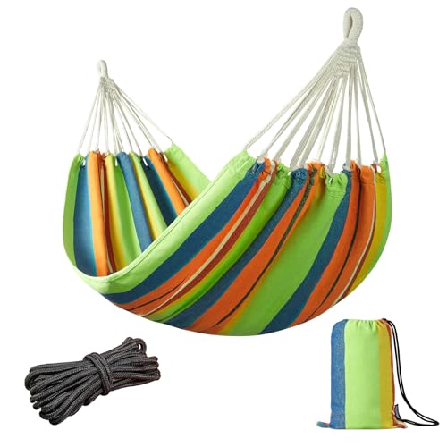 JoyView Brazilian Hammock for Single Person Portable Hammock with Hanging Ropes & Carry Bag Large 78.8x39.4” for Patio 300LBS Capacity Perfect for Outdoor/Indoor - Coastal Breeze - color: Coastal Breeze