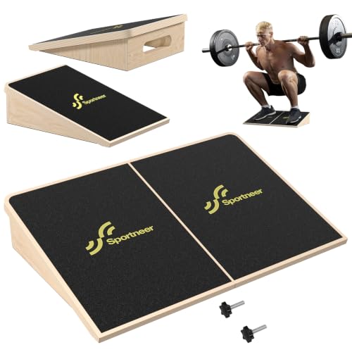 Sportneer Squat Wedge, 1200LB Wooden Heel Elevated Board for Squats | 15°/ 20° Squat Wedge Block, Slant Board for Squats Weightliting Home Gym Squat Wedge Non-Slip - size: 15°