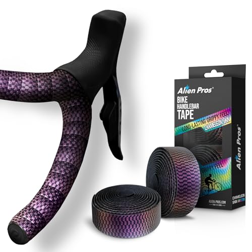 ALIEN PROS Chameleon Skin Bike Handlebar Tape (Set of 2) – Full Pattern Upgrade with Striking Color-Shifting Design and Premium Comfort Grip (Purple) - color: Purple