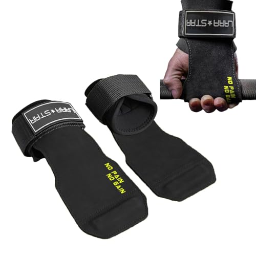 LARA STAR Weight Lifting Wrist Straps for Maximum Grip Support,Lifting Strap for Weightlifting, Gym Grips Hook for Deadlifts, Powerlifting, Heavy Shrug Women/Men - color: Dark Black
