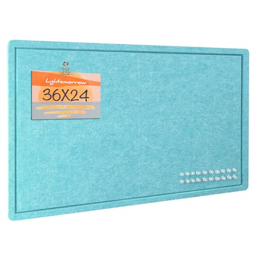 Bulletin Board, 36 x 24 inches Felt Board - Decorative Pin Board, Cork Board Alternative for Wall, 3' x 2' Foldable Picture Board Self-Adhesive Vision Board with 20 Pushpins - Turquoise Blue - color: Turquoise Blue, size: 23.6" x 35.4"