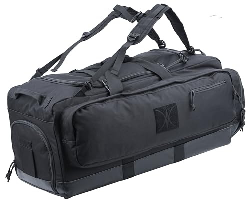 Large Duffle Bag Duffel Pack with Backpack Shoulder Straps and Shoes Compartment 105L for Sports Travel Hunting Camping. - color: Black