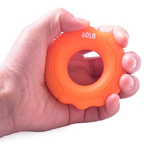 Silicone Finger Gripper Hand Resistance Band Gripping Ring Wrist Stretcher Finger Forearm Trainer Exercise Carpal Expander - color: 01-Orange-60LBS
