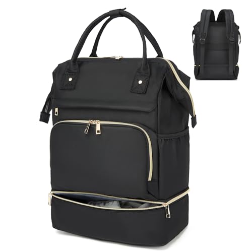 seyfocnia Gym Backpack for Women, Gym Bag with Shoe Compartment Lightweight Travel Workout Sports Backpack Womens Black