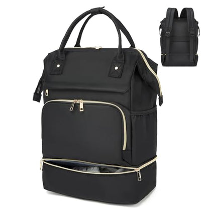 seyfocnia Gym Backpack for Women, Gym Bag with Shoe Compartment Lightweight Travel Workout Sports Backpack Womens Black
