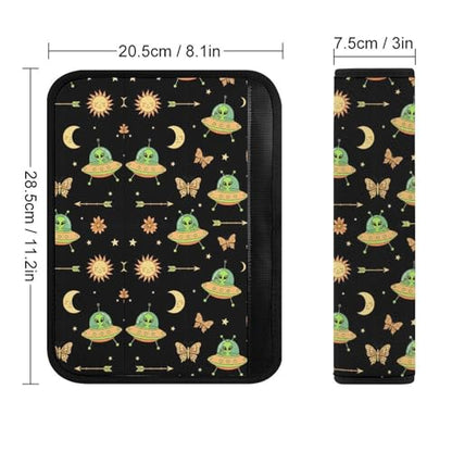 2PCS Mystical Alien Cosmic Witch UFO Owl Butterfly Mushroom Celestial Seat Belt Shoulder Pad Soft Padded Harness Pads Strap for Adults and Children, All Vehicles, Anti-Slip Pad - color: Pattern 1072