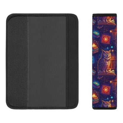 2PCS Soft Padded Car Seat Straps Shoulder Pads for Adult Use, Most Cars, Gothic Owl Reading Witch Book Shoulder Protector, Shock Absorption - color: Pattern 639