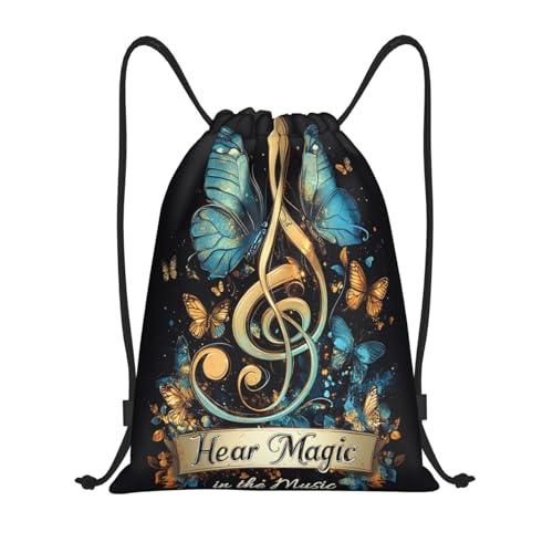 Drawstring Sports Backpacks - Lightweight Swim Gym Bags for Women Men String Sackpack for Beach Travel Yoga(Small, Hear Magic In The Music) - color: Hear Magic in the Music, size: Small