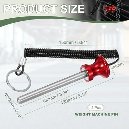 Weight Stack Pin, Weight Gym Pin Strength Training Equipment Replacement with Pull Rope for Commercial Home - color: Red, size: 0.4 x 3.9 Inch