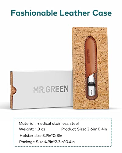 Nail File,Professional Double Sided Stainless Steel Nail File with Non-Slip Handle and Leather Case,Nail Buffering Files Washable,Metal Nail File for Men and Women - size: Mr-2104