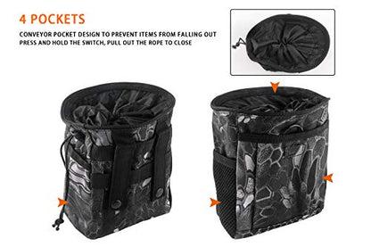 Drawstring Highend Rock Climbing Chalk Bag with a Carabiner Different Pockets for Climbing Bouldering, Gymnastics, Gym Pouch, Cross Fit and Lifting - color: black camouflage
