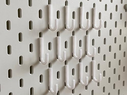 10-Pack of Skadis Pegboard J-Hooks (10-Pack), White | Compatible with IKEA Skadis pegboard System