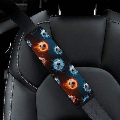 Universal Fit Soccer Flame Soccers Car Seat Belt Pad for Elderly Support, Stroller Pushchair High Chair, 1 Pair Shoulder Harness Cover Neck and Shoulder Support - color: Pattern 376