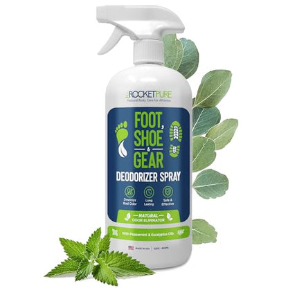 Rocket Pure Natural Foot and Shoe Deodorizer Spray, Deodorant and Odor Eliminator for Smelly Feet, Smell Remover, Formulated with Essential Oils, Made in the USA, Mint, 32 fl oz (Pack of 1)