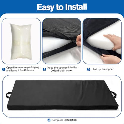 JZHLLA Bedside Fall Mats for Elderly 2.5 Inch Rollable High Density Foam Floor Mats 71.6 * 24 Inch Waterproof Non Slip Protection Mat for Elderly, Handicap, Senior - size: 2.5 IN Thick-Rollable