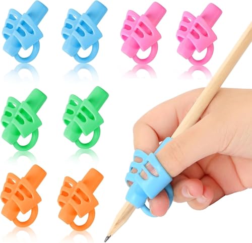 SANNIX 8 Pack Pencil Grips for Handwriting, Pencil Holder Grip Posture | Correction Training Pen Writing Aid Tool, for Preschools, Correction Training Elementary Teaching Tools - color: 8pcs-3 finger grip