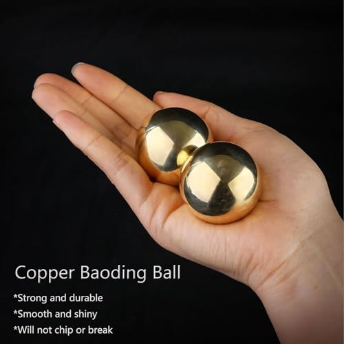 Copper Baoding Balls Set, 1.57 Inches Chinese Health Balls, Metal Stress Relief Hand Massage Balls No Chime for Hand Exercise, Hands Therapy - size: 1.5"