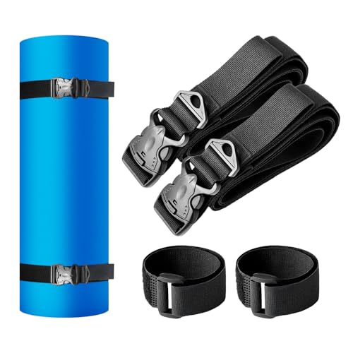 2 Pcs Floating Mat Straps with Quick-Release Double Lock Buckle, Multifunctional Floating Water Mat Straps with Hole Buckle & Carry Handle for Crawling Mat, Yoga, Camping
