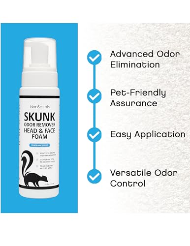 Skunk Odor Remover Head & Face Foam – Easily Eliminate Skunk Odor from Pets, Carpets, Clothing, Ready-to-Use for Dogs, Cats, Home, Carpet, Car, Clothes - Fragrance Free Freshener