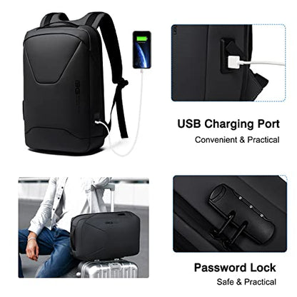 FANDARE Anti-Theft Backpack Business Daypacks fits 15.6 Inch Laptop Travel Large Backpack with USB Charging Port Waterproof Computer Bag Bookbag for Women Men Notebook Black - color: Black