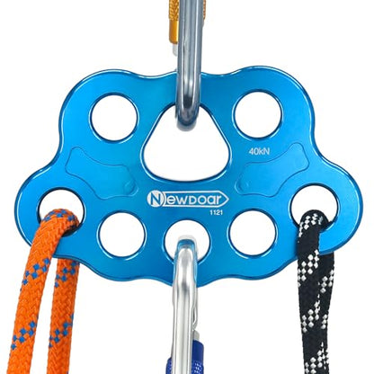 NewDoar Descender Plate 45KN Paw Rigging Plate 8 Holes Rock Climbing Gear (8 holes/45KN Blue)