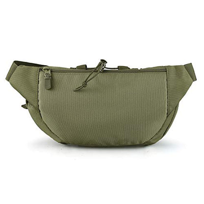 FRTKK Tactical Fanny Pack Military Waist Bag Pack with USA Flag Patch Utility Hip Pack with Adjustable Strap for Outdoors Fishing Cycling Camping Hiking Dog Walking (Army green) - color: Army green