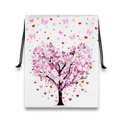 Gymnastics Grip Bag Tree Heart Gym String Storage Pouch Butterfly Pattern Small Bag - color: Butterfly Heart Pink