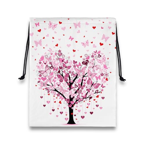 Gymnastics Grip Bag Tree Heart Gym String Storage Pouch Butterfly Pattern Small Bag - color: Butterfly Heart Pink