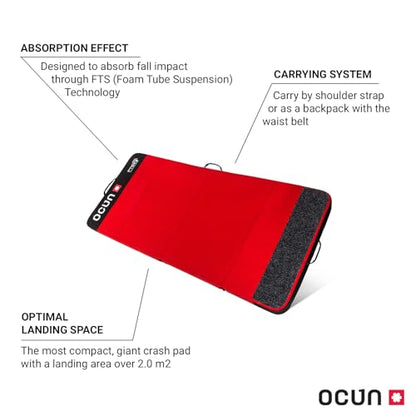 Ocun Incubator FTS Crash Pad, Large Compact Bouldering Safety Fall Pad for Rock Climbing