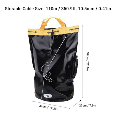 Rope Backpack, Rock Climbing Gear Bag with Drainage Holes & Internal Hangers for Outdoor Rescue & Canyoneering (30L)