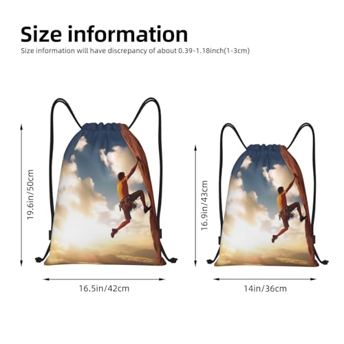 Rock Climbing Sports Drawstring Backpack Draw String Bag Waterproof Sports Bag Gym Cinch Bags for Women Men, Small, Black - size: Small