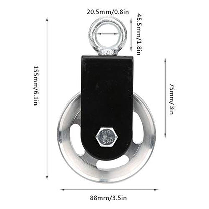 Stainless Steel Fitness Equipment Bracket Pulley, Mute Hanging Wheel with Smooth Rotating Rollers, Rustproof Lifting Pulley for Indoor Outdoor Rope Systems