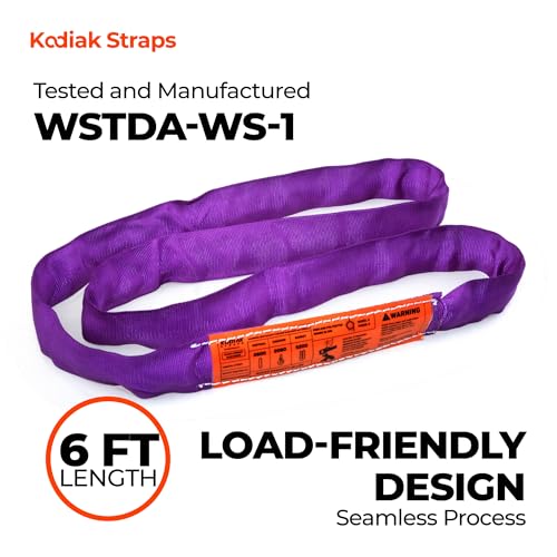 Endless Round Sling Lifting Strap- 6 Feet x 2600 lbs Vertical Capacity - Polyester Lifting Sling Strap, Heavy Duty for Rigging Moving Towing Hoisting- (1Pack)- Kodiak Straps - color: PURPLE, size: 2600LBS x 6FT