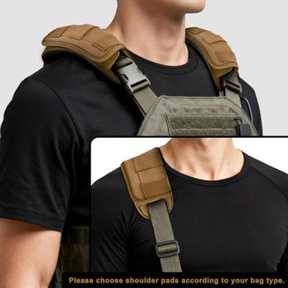 ZINMARK 2-Pack Tactical Shoulder Pad with Ultra-Thick Cushion for Vest Shoulder Straps and Backpacks, Comfort and Breathable - color: Khaki