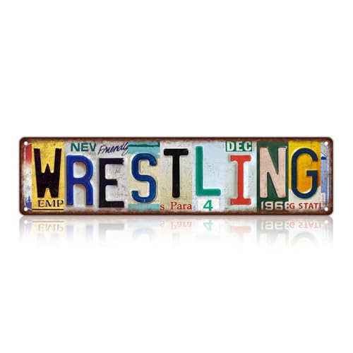 Vintage Sport Street Sign Wrestling Wall Decor Metal Tin Signs | for Bar Home Bedroom Garage - color: St-K-12