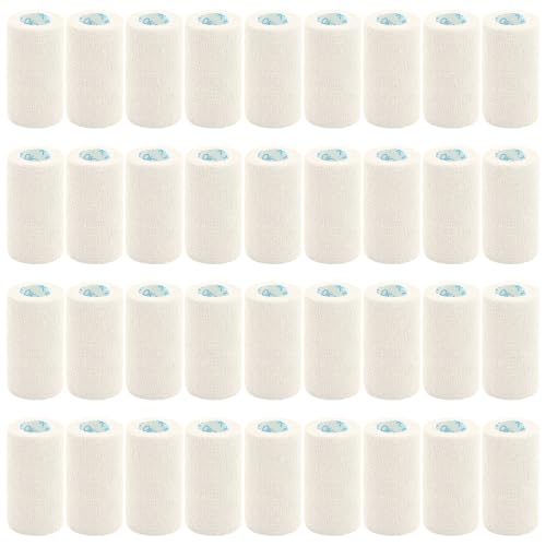 OK TAPE 36 Rolls Self Adhesive Bandage Wrap, Elastic Cohesive Bandage Wrap, Breathable Stretch Athletic Tape for Wrist Ankle Sports Vet Wrap 4" x 5 Yards - White - color: White, size: 4inx5yds