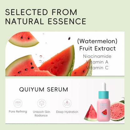 QUIYUM Fruit Skin Care Set, 5 Daily Skincare Routine for Women Teen Girl | Gentle Clean, Smooth, Glow, Moisturize, Facial Skincare Gift Set, for Birthday, Stocking Stuffers - size: 5 Count (Pack of 1)