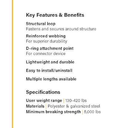 Guardian Fall Protection 10787 Premium 6-Foot Cross-Arm Straps with Large and Small D-Rings - size: 6 ft