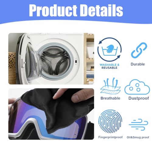 Microfiber Drawstring Bags, Multi-Size Soft Protective Pouches for Shoes, Ski Goggles, Sunglasses, Handbags & Camera Lenses - color: Black
