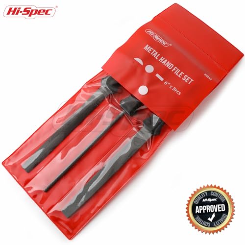 Hi-Spec Metal Hand File Tool Set for Wood, Metal and Craft Work with Case | 3pc, 8in/200mm, everyday fixes made easier, organized portable storage, beginner-friendly selection, neat layout, quick prep - size: 3 pieces