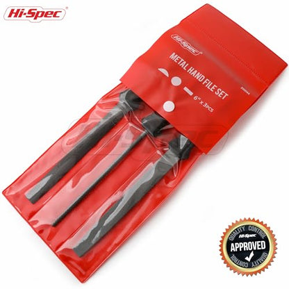 Hi-Spec Metal Hand File Tool Set for Wood, Metal and Craft Work with Case | 3pc, 8in/200mm, everyday fixes made easier, organized portable storage, beginner-friendly selection, neat layout, quick prep - size: 3 pieces