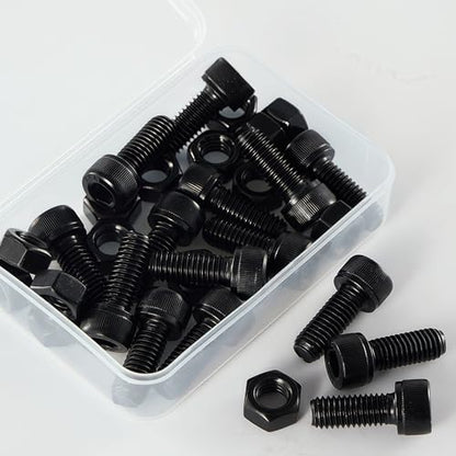 M10-1.5x30 Socket Head Cap Screw and Nut Kit 8set, Grade 12.9 Alloy Steel, Black Oxide Finish, Full Thread, High Tensile Strength for Automotive, Machinery & Heavy Duty Use - size: M10x30mm(8 Sets）