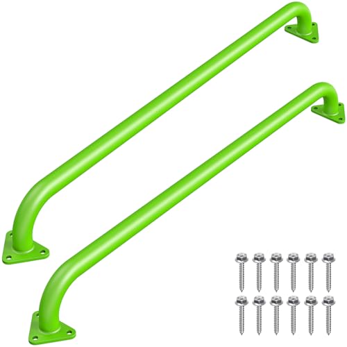SELEWARE 42-Inch Green Metal Playground Safety Handle - 2 Pcs Heavy-Duty Playset Grab Bars for Treehouse, Rock Climbing Wall & Jungle Gym - Indoor/Outdoor Ladder Handle for Kids Playground Equipment - color: E: 42"-2 Pcs-green