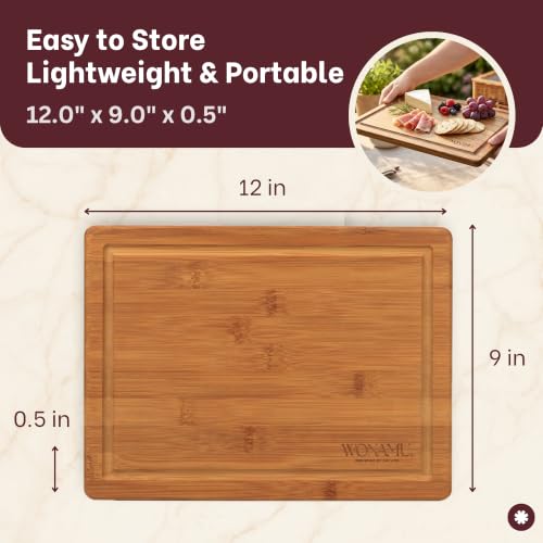 WONAMU Small Bamboo Cutting Board Non Toxic – Lightweight, Durable, Perfect For Charcuterie, Serving Snacks, And Everyday Kitchen Use – Eco-Friendly Kitchen Items And Versatile Wooden Tray - color: Natural