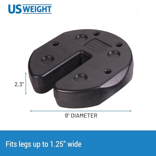US Weight 40 Pound Canopy Weight Set of 4 and Carry Strap with No-Pinch Design - Easy Installation and Removal to Secure Tents, Canopies, and Umbrellas at Outdoor Events