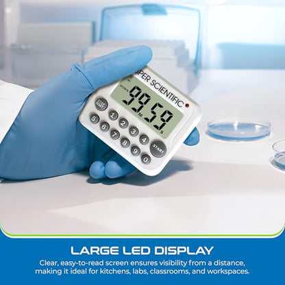 Sper Scientific Digital Count Up/Down Timer with Audible & Visual Alarm 810003 – Timer with Large Display, Loud Alarm & Up to 99 Minute Countdown - for Labs, Cooking, Workouts, Classroom & more - 4 pc - size: 4 Pack