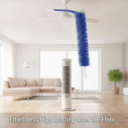 Fan Cleaning Brush, Slim PP Plastic Duster with Long Handle for Ceiling Blades and Tight Gaps, High Dusting Tool from Floor - color: Blue