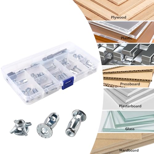 M4 Jack Nuts with Installation Tool Threaded Insert Petal Nuts Expansion Nutserts Hollow Wall Anchors for Thin Soft Wall Plastic Polywood Pressboard Hardboard