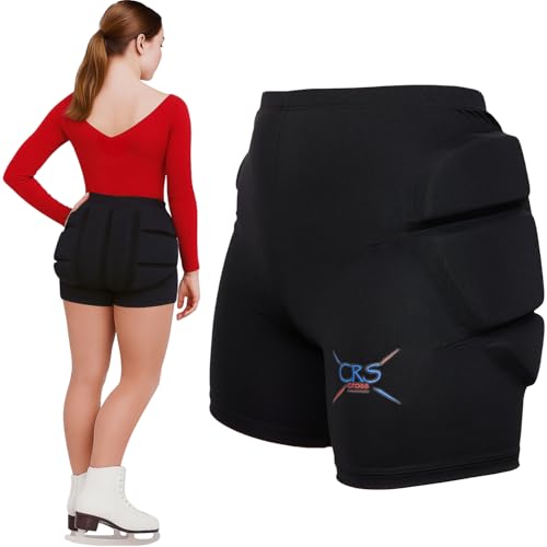 CRS Cross Padded Figure Skating Shorts. Crash Pad Pants for Hip / Tailbone | ¾” Padded Shorts for Roller, Inline, Ice Skating, Snowboarding and Skiing. Fall Impact Protection for Butt, Hips & Tailbone - size: Youth Medium